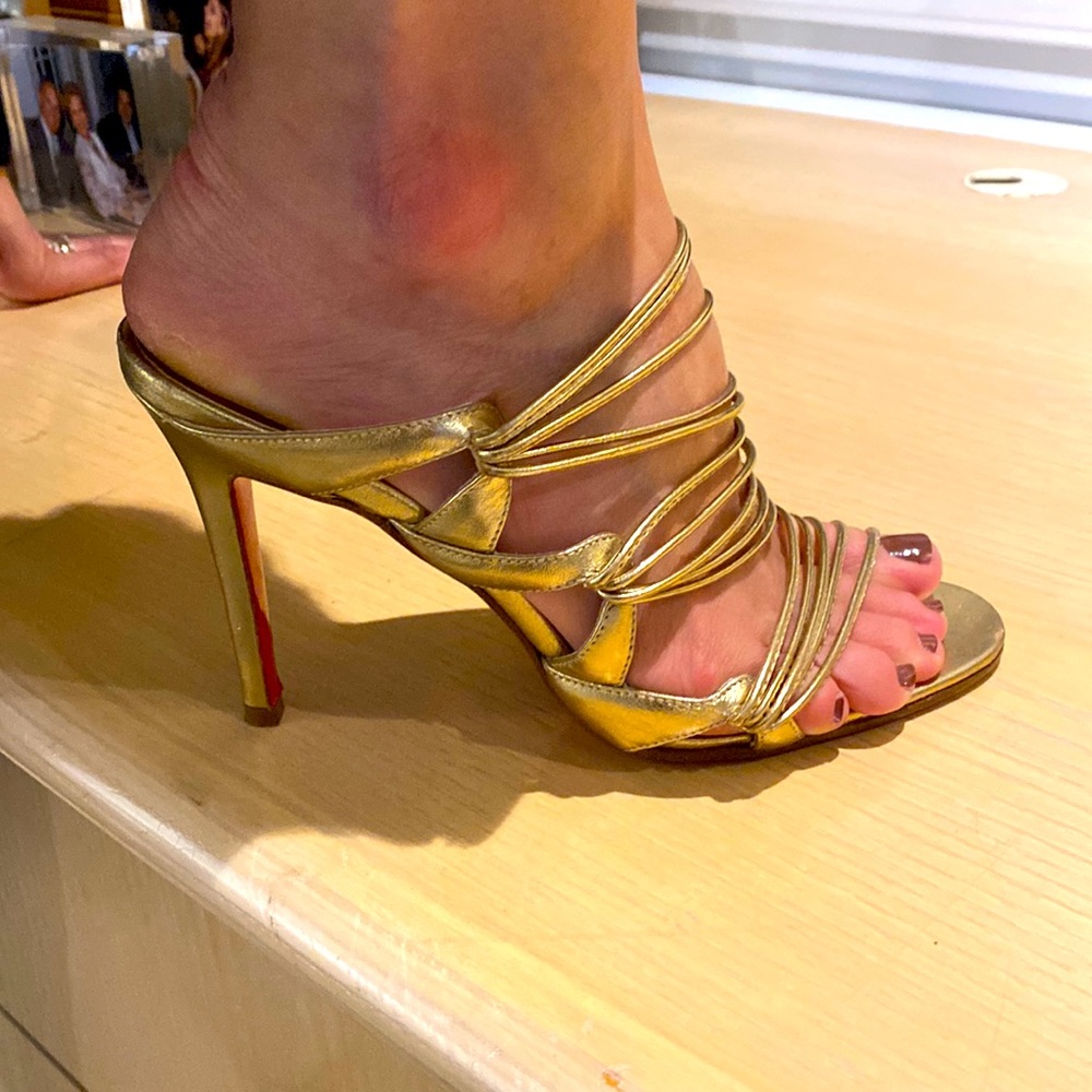 Christian Louboutin size 38.5 gold sandals